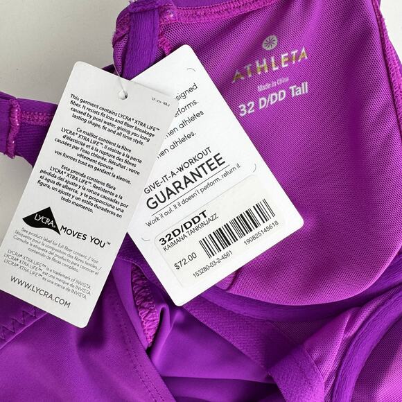 Athleta Kaimana Tankini Swim Top Underwire Purple 32D/DD Tall NWT - Picture 9 of 10